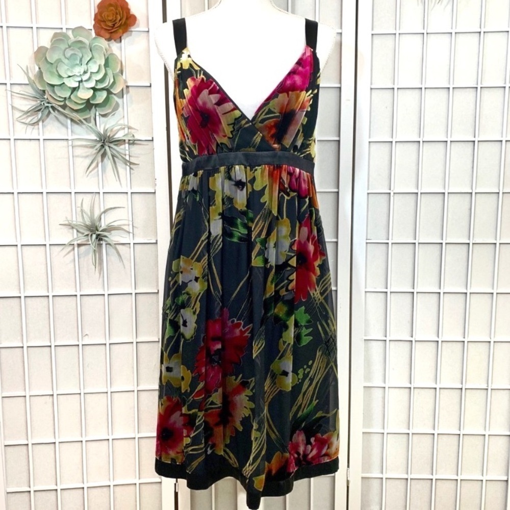 Sue Wong Floral Velvet Empire Waist Dress